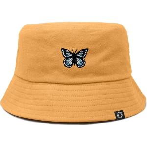 imageDALIX Butterfly Cotton Bucket Hat Lightweight Outdoor Travel Beach Everyday WomensGolden Cream