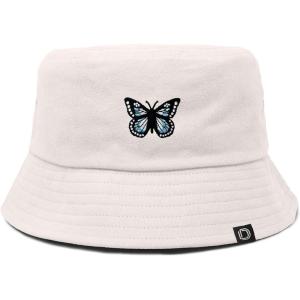 imageDALIX Butterfly Cotton Bucket Hat Lightweight Outdoor Travel Beach Everyday WomensParchment White