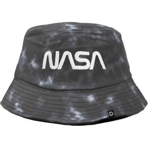 imageDALIX Embroidered NASA Worm Tie Dye Cotton Outdoor Summer Bucket Hat in BlackBlack