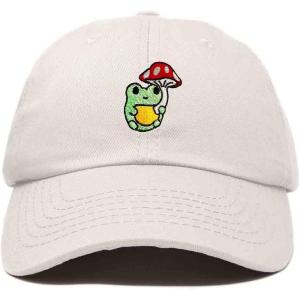 imageDALIX Mushroom Frog Embroidered Dad Cap Cotton Baseball Hat WomenBeige