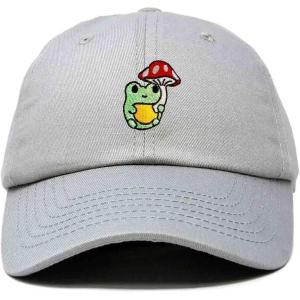 imageDALIX Mushroom Frog Embroidered Dad Cap Cotton Baseball Hat WomenGray