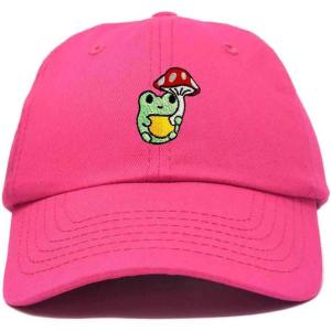 imageDALIX Mushroom Frog Embroidered Dad Cap Cotton Baseball Hat WomenHot Pink