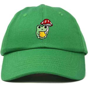 imageDALIX Mushroom Frog Embroidered Dad Cap Cotton Baseball Hat WomenKelly Green