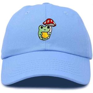 imageDALIX Mushroom Frog Embroidered Dad Cap Cotton Baseball Hat WomenLight Blue