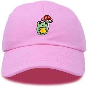 imageDALIX Mushroom Frog Embroidered Dad Cap Cotton Baseball Hat WomenLight Pink