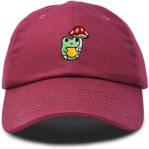 imageDALIX Mushroom Frog Embroidered Dad Cap Cotton Baseball Hat WomenMaroon