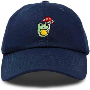 imageDALIX Mushroom Frog Embroidered Dad Cap Cotton Baseball Hat WomenNavy Blue