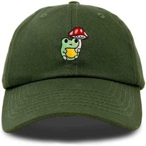 imageDALIX Mushroom Frog Embroidered Dad Cap Cotton Baseball Hat WomenOlive