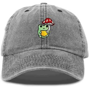 imageDALIX Mushroom Frog Embroidered Dad Cap Cotton Baseball Hat WomenWashed Black