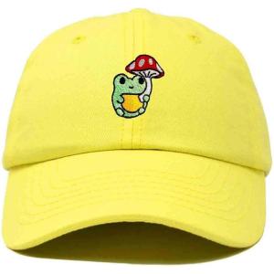 imageDALIX Mushroom Frog Embroidered Dad Cap Cotton Baseball Hat WomenYellow