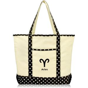 imageDALIX Zodiac Sign Shopping Tote Bag Black Star Horoscope Gifts  VirgoAries