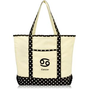 imageDALIX Zodiac Sign Shopping Tote Bag Black Star Horoscope Gifts  VirgoCancer