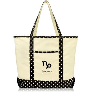 imageDALIX Zodiac Sign Shopping Tote Bag Black Star Horoscope Gifts  VirgoCapricorn