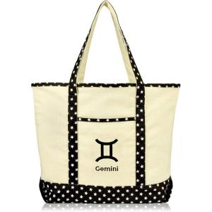 imageDALIX Zodiac Sign Shopping Tote Bag Black Star Horoscope Gifts  VirgoGemini