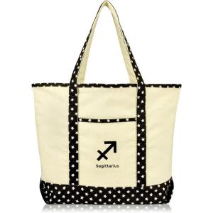 imageDALIX Zodiac Sign Shopping Tote Bag Black Star Horoscope Gifts  VirgoSagittarius