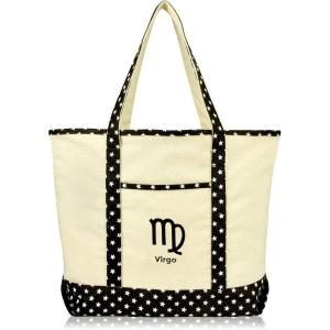 imageDALIX Zodiac Sign Shopping Tote Bag Black Star Horoscope Gifts  VirgoVirgo