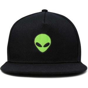 imageDALIX Alien Snapback Flat Bill Baseball Hat Embroidered Cap MensBlack