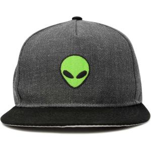imageDALIX Alien Snapback Flat Bill Baseball Hat Embroidered Cap MensBlack Dark Gray