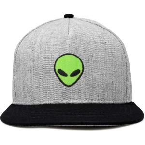 imageDALIX Alien Snapback Flat Bill Baseball Hat Embroidered Cap MensBlack Light Gray