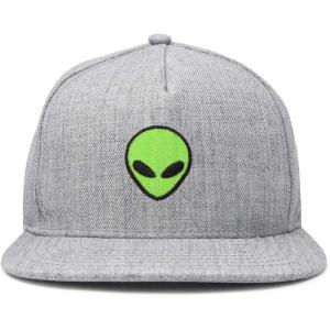 imageDALIX Alien Snapback Flat Bill Baseball Hat Embroidered Cap MensLight Gray