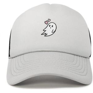 imageDALIX Embroidered Heartly Ghost Trucker Cap Hat WomenGray Black