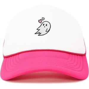 imageDALIX Embroidered Heartly Ghost Trucker Cap Hat WomenHot Pink White