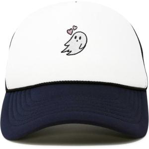 imageDALIX Embroidered Heartly Ghost Trucker Cap Hat WomenNavy Blue White