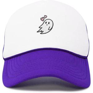 imageDALIX Embroidered Heartly Ghost Trucker Cap Hat WomenPurple White