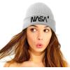 imageDALIX Embroidered NASA Worm Logo BeanieBlack Worm  Light Gray