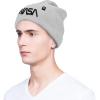 imageDALIX Embroidered NASA Worm Logo BeanieBlack Worm  Light Gray
