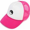 imageDALIX Yin and Yang Embroidered Mesh Trucker HatHot Pink White