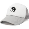 imageDALIX Yin and Yang Embroidered Mesh Trucker HatLight Gray White