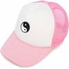 imageDALIX Yin and Yang Embroidered Mesh Trucker HatLight Pink White