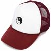 imageDALIX Yin and Yang Embroidered Mesh Trucker HatMaroon White