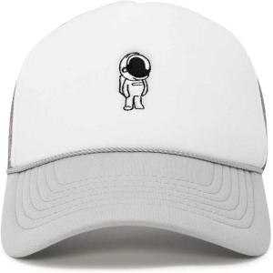 imageDALIX Astronaut Spaceman Embroidered Trucker HatLight Gray White