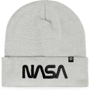 imageDALIX Embroidered NASA Worm Logo BeanieBlack Worm  Light Gray