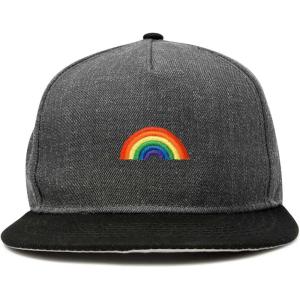 imageDALIX Rainbow Snapback Flat Bill Baseball Hat Embroidered Cap MensBlack Dark Gray