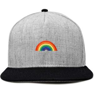 imageDALIX Rainbow Snapback Flat Bill Baseball Hat Embroidered Cap MensBlack Light Gray