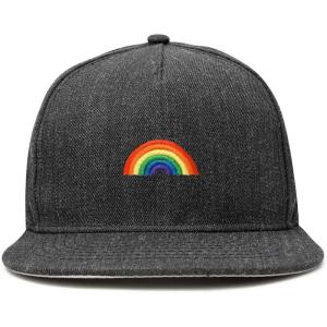 imageDALIX Rainbow Snapback Flat Bill Baseball Hat Embroidered Cap MensDark Gray