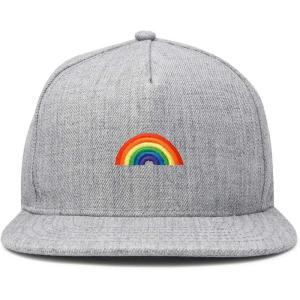 imageDALIX Rainbow Snapback Flat Bill Baseball Hat Embroidered Cap MensLight Gray
