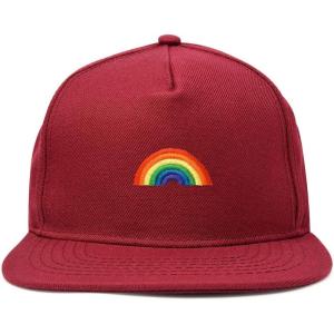 imageDALIX Rainbow Snapback Flat Bill Baseball Hat Embroidered Cap MensMaroon