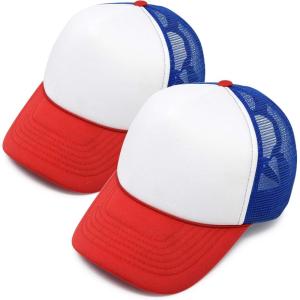 imageDALIX Red White and Blue Trucker Hat Mesh Cap Bulk 2 Pack