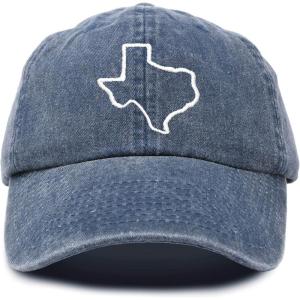 imageDALIX Texas Hat Lone Star State Mens Womens Baseball Cap Washed Navy Blue