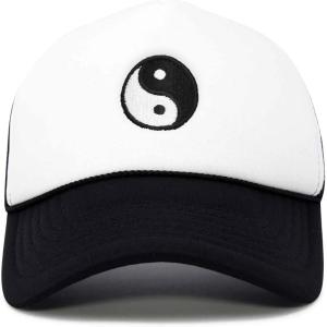 imageDALIX Yin and Yang Embroidered Mesh Trucker HatBlack White