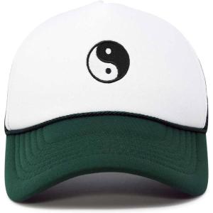 imageDALIX Yin and Yang Embroidered Mesh Trucker HatDark Green White