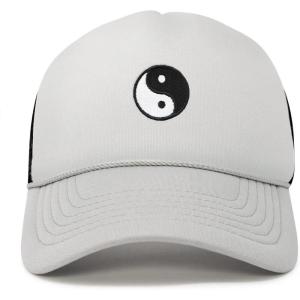 imageDALIX Yin and Yang Embroidered Mesh Trucker HatGray Black