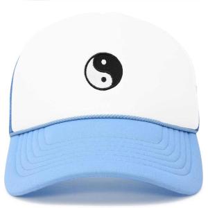 imageDALIX Yin and Yang Embroidered Mesh Trucker HatLight Blue White