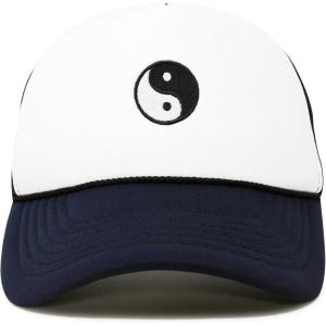 imageDALIX Yin and Yang Embroidered Mesh Trucker HatNavy Blue White