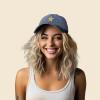 imageDALIX Gold Star Embroidered Dad Cap Cotton Baseball Hat WomenWashed Navy