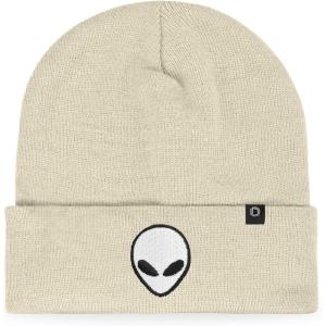 imageDALIX Alien Embroidered Beanie Hat Knit Cap Cold Weather MensBeige